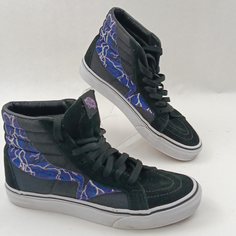 Vans Sk8-Hi Shoes Mens Size 6.5 Black Purple Lightning High Top Skate Sneakers